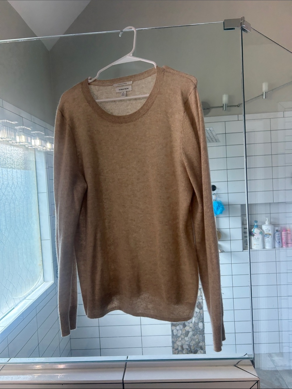 Nordstrom Women's Camel Crewneck 100 percent cashmere sweater worn once